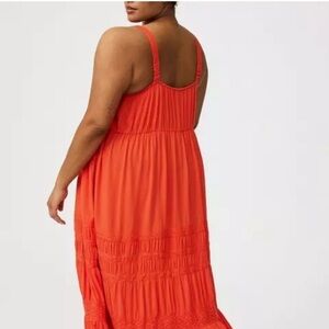 Torrid Lace-Trimmed Midi Dress - Vibrant Orange - Size 4